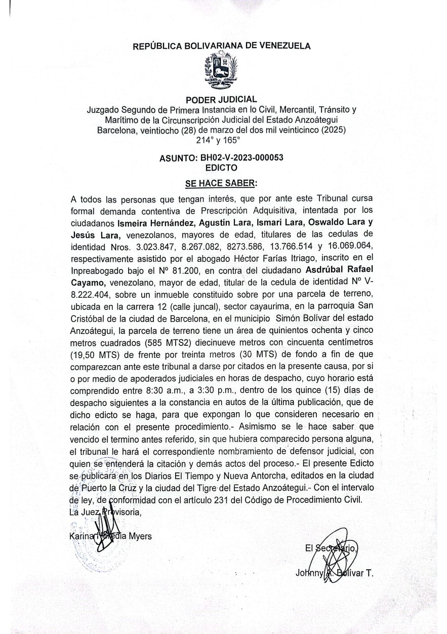 EDICTO BH02-V-2023-000053 - 13/8/2028